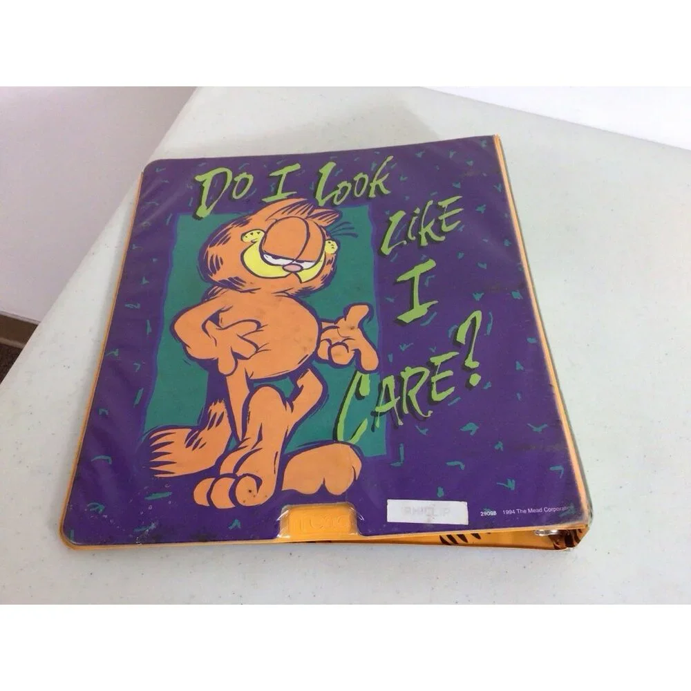 Vintage Garfield Mead 3-Ring Binder Planner Clipboard Metal Clip & Folders 1990s